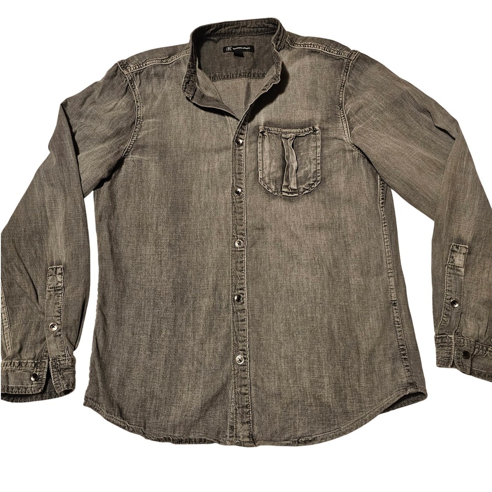 I.N.C. International Concepts Gray Denim Button Up Shirt Size Small Unisex